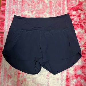 Lululemon navy high rise 4inch speed up shorts size 10